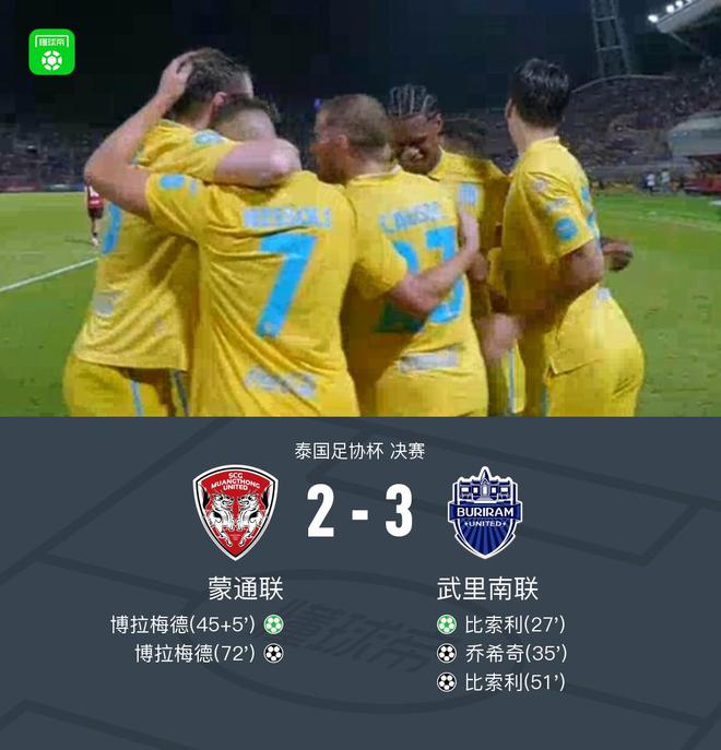 武里南聯(lián)勝蒙通聯(lián)獲泰國(guó)杯冠軍，成都亞冠附加賽對(duì)曼谷聯(lián)。
