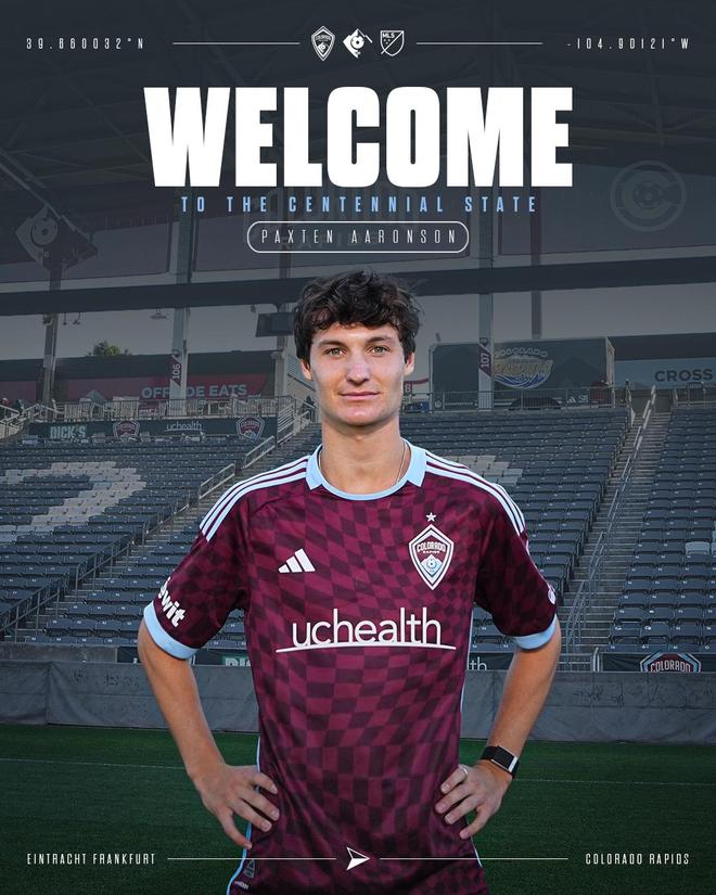 官方：科羅拉多急流簽約亞倫森，法蘭克福中場(chǎng)加盟